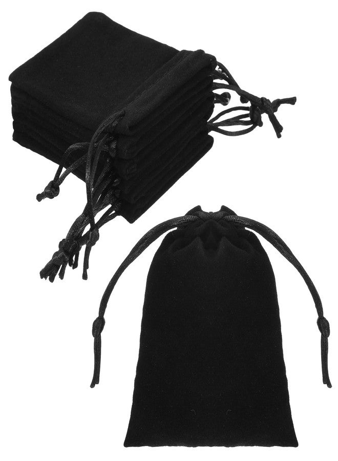 Pafeooui 100pcs Black Velvet Drawstring Jewelry Pouches, 4” x 4.8” Small Gift Bags for Wedding Favors, Jewelry Storage, Party Treats & Travel Organizer - Image 1